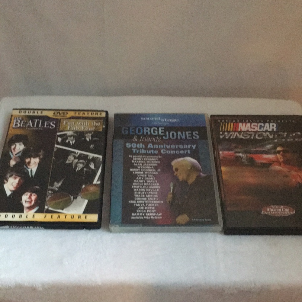 Lot of 3 DVD’s. The Beatles, George Jones & Friends, NASCAR Winston Cup